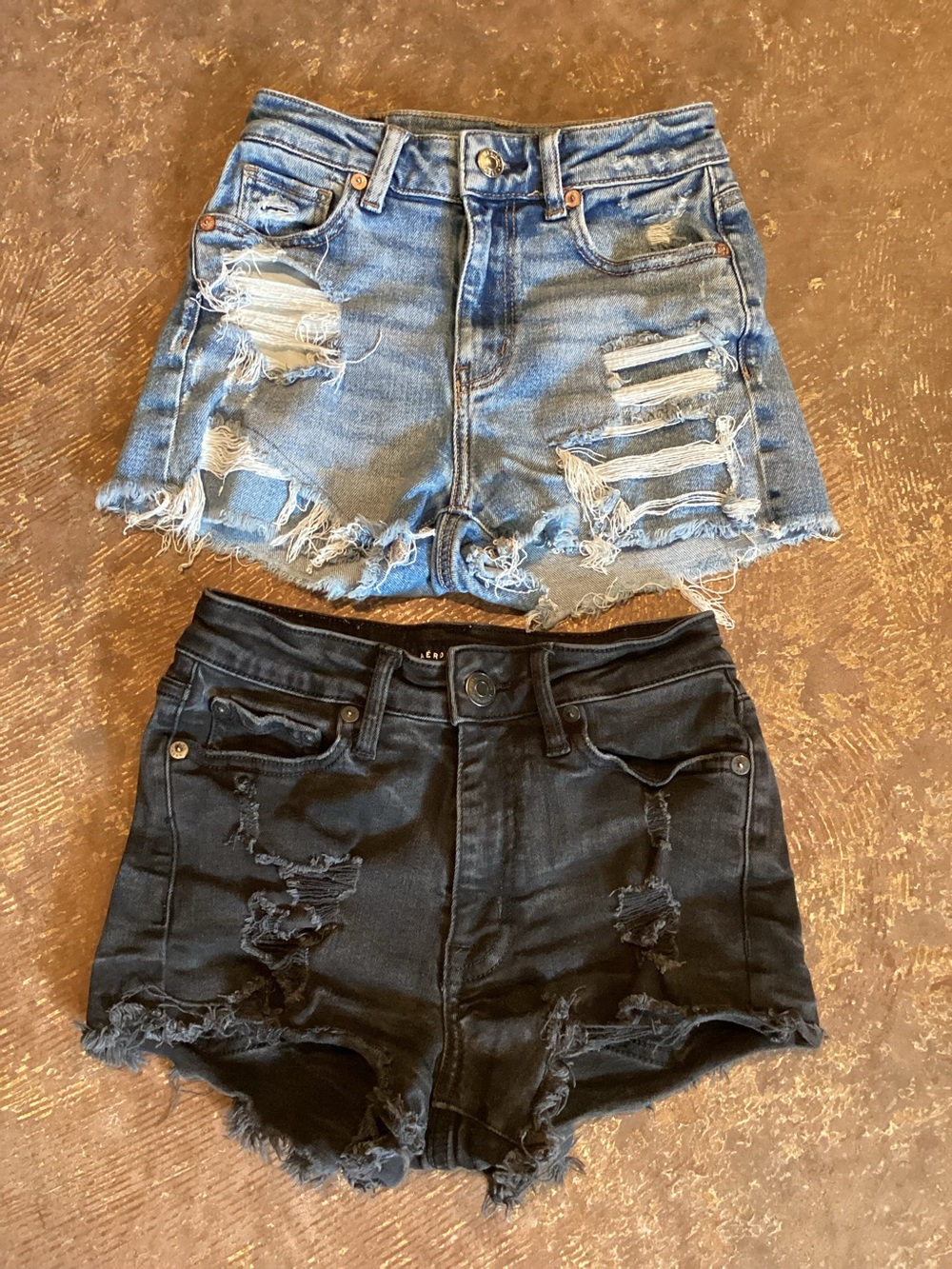 Hollister & Aeropostale High Rise Distressed Denim Shorts Lot Size 0 25